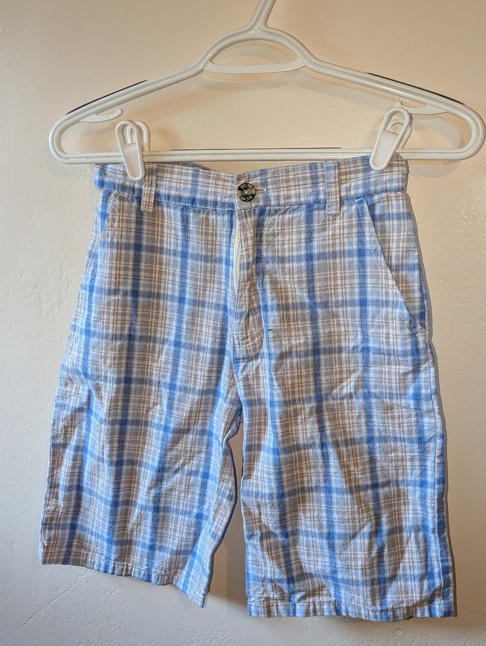 US Polo Assn Light Blue and White Plaid Cotton Shorts Size 12